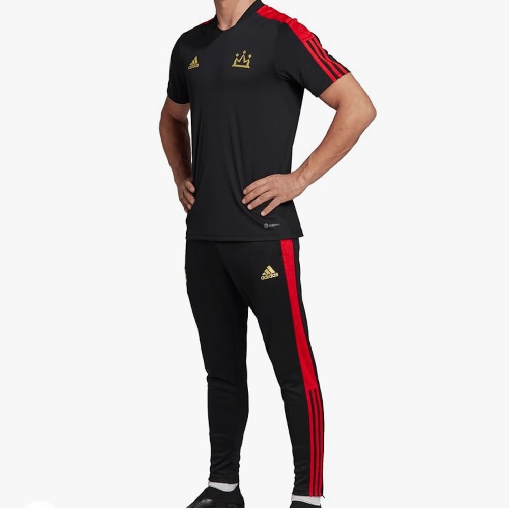 Adidas set t-shirt and track pants - NWT, size Large, color black and red